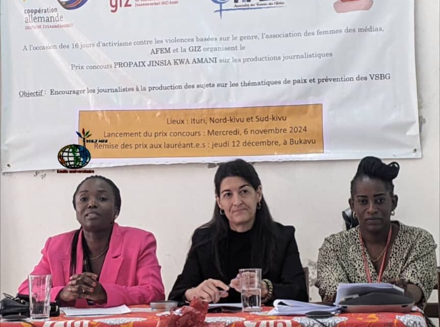 Médias/Concours Propaix 2024 : AFEM et le GIZ comptent primés les productions des journalistes de l&rsquo;Ituri, Nord et Sud-Kivu axés sur la promotion du genre