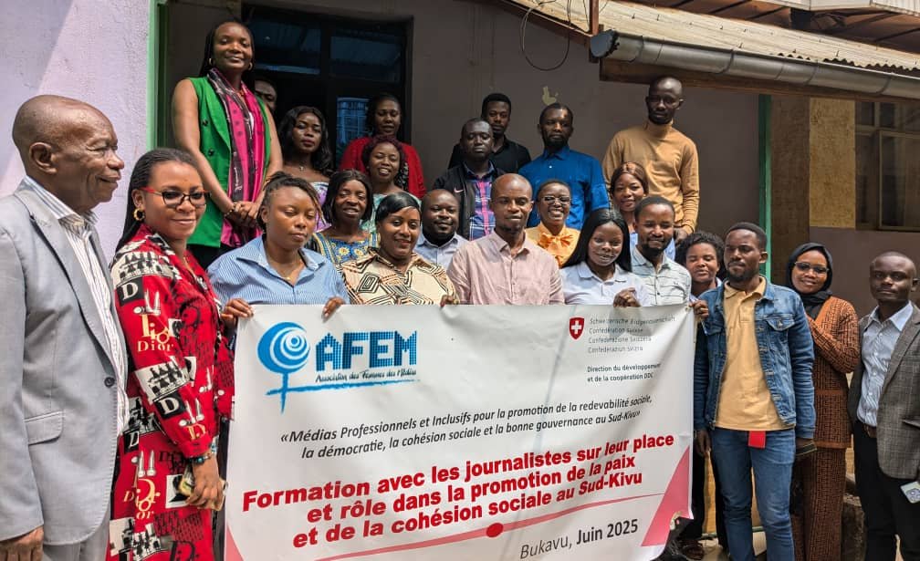 Sud-Kivu : AFEM avec l&rsquo;appui de la DDC renforce les capacités de 25 journalistes sur leur rôle dans la promotion de la paix